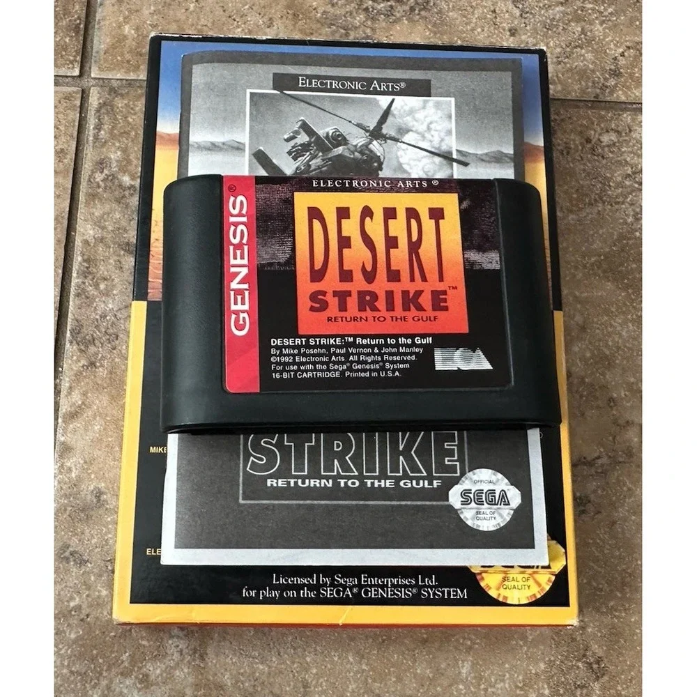 SEGA GENESIS Desert Strike - Gulf War - 1992 EA Cardboard With Manuel